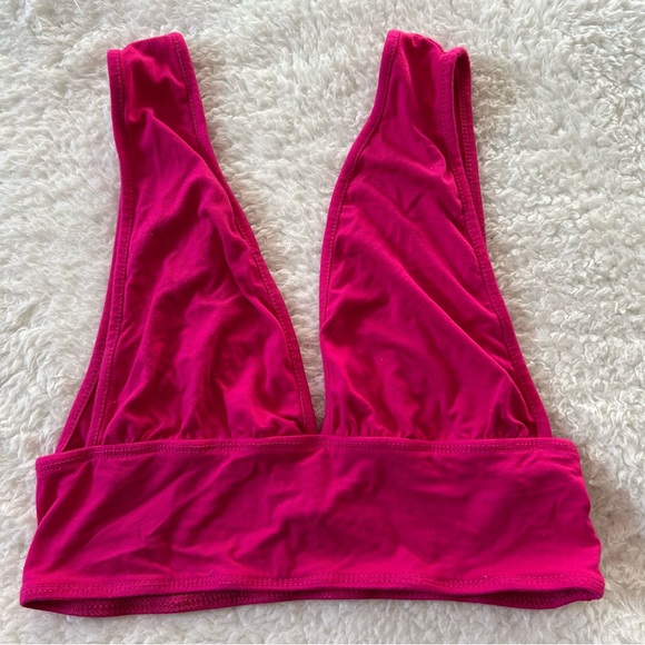 SHEIN Bae Solid Crop Tank Top Hot Pink Backless Stretch Deep V-Neck Small - Picture 4 of 4